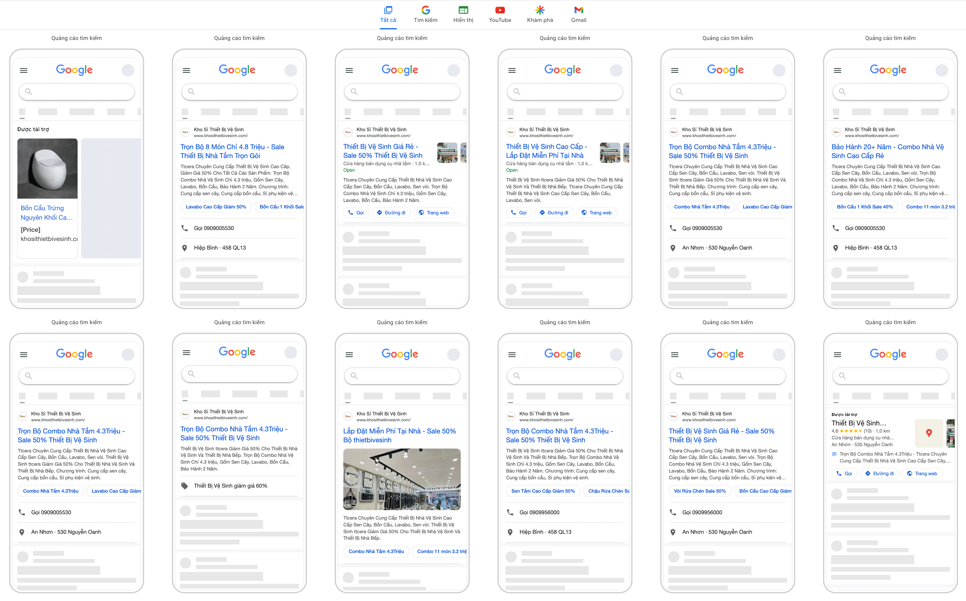Mẫu quảng cáo Google trên di động